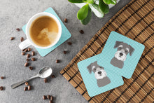 Load image into Gallery viewer, Blue Checkered Schnauzer Coasters - Set of 4 Lightweight Foam, Absorbent Drink Coasters BB1136FC