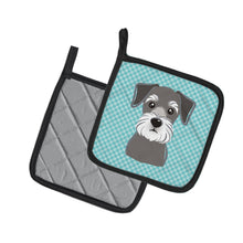 Load image into Gallery viewer, Blue Checkered Schnauzer Pot Holders - Set of 2 - Heat-Resistant Kitchen Essentials BB1136PTHD