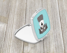 Load image into Gallery viewer, Blue Checkered Schnauzer Compact Mirror – Stylish Purse Mirror with Artistic Covers BB1136SCM