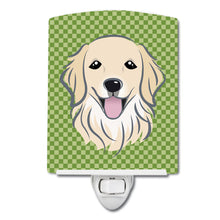 Load image into Gallery viewer, Green Checkered Golden Retriever Ceramic Night Light BB1137CNL