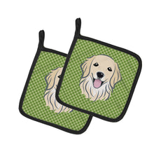 Load image into Gallery viewer, Green Checkered Golden Retriever Pot Holders - Set of 2 - Heat-Resistant Kitchen Essentials BB1137PTHD