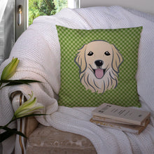 Load image into Gallery viewer, Green Checkered Golden Retriever Throw Pillow - 14x14 Decorative Pillow – Art for Your Home &amp; Patio BB1137PW1414
