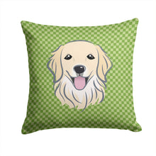 Load image into Gallery viewer, Green Checkered Golden Retriever Throw Pillow - 14x14 Decorative Pillow – Art for Your Home &amp; Patio BB1137PW1414