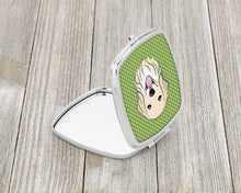 Load image into Gallery viewer, Green Checkered Golden Retriever Compact Mirror – Stylish Purse Mirror with Artistic Covers BB1137SCM