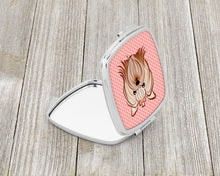 Load image into Gallery viewer, Pink Checkered Yorkie / Yorkshire Terrier Compact Mirror – Stylish Purse Mirror with Artistic Covers BB1138SCM