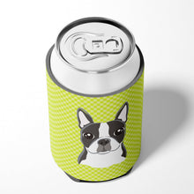 Load image into Gallery viewer, Lime Checkered Boston Terrier Can or Bottle Hugger BB1139CC