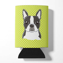 Load image into Gallery viewer, Lime Checkered Boston Terrier Can or Bottle Hugger BB1139CC