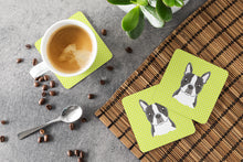 Load image into Gallery viewer, Lime Checkered Boston Terrier Coasters - Set of 4 Lightweight Foam, Absorbent Drink Coasters BB1139FC