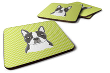 Load image into Gallery viewer, Lime Checkered Boston Terrier Coasters - Set of 4 Lightweight Foam, Absorbent Drink Coasters BB1139FC