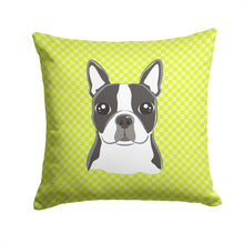 Load image into Gallery viewer, Lime Checkered Boston Terrier Throw Pillow - 14x14 Decorative Pillow – Art for Your Home &amp; Patio BB1139PW1414