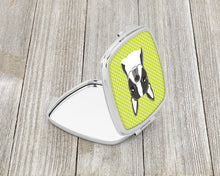 Load image into Gallery viewer, Lime Checkered Boston Terrier Compact Mirror – Stylish Purse Mirror with Artistic Covers BB1139SCM