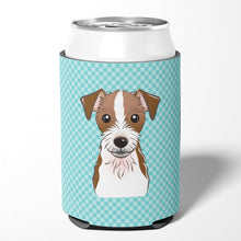 Load image into Gallery viewer, Checkerboard Blue Jack Russell Terrier Can or Bottle Hugger BB1140CC
