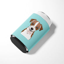 Load image into Gallery viewer, Checkerboard Blue Jack Russell Terrier Can or Bottle Hugger BB1140CC