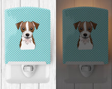 Load image into Gallery viewer, Checkerboard Blue Jack Russell Terrier Ceramic Night Light BB1140CNL