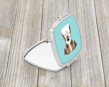 Load image into Gallery viewer, Checkerboard Blue Jack Russell Terrier Compact Mirror – Stylish Purse Mirror with Artistic Covers BB1140SCM