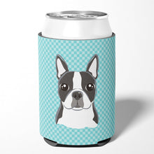 Load image into Gallery viewer, Checkerboard Blue Boston Terrier Can or Bottle Hugger BB1141CC