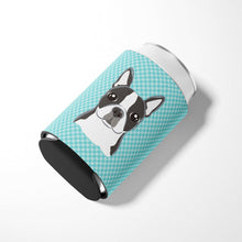 Load image into Gallery viewer, Checkerboard Blue Boston Terrier Can or Bottle Hugger BB1141CC