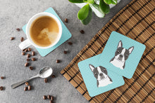 Load image into Gallery viewer, Checkerboard Blue Boston Terrier Coasters - Set of 4 Lightweight Foam, Absorbent Drink Coasters BB1141FC