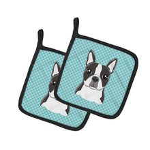 Load image into Gallery viewer, Checkerboard Blue Boston Terrier Pot Holders - Set of 2 - Heat-Resistant Kitchen Essentials BB1141PTHD