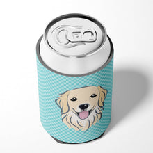 Load image into Gallery viewer, Checkerboard Blue Golden Retriever Can or Bottle Hugger BB1143CC