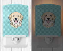 Load image into Gallery viewer, Checkerboard Blue Golden Retriever Ceramic Night Light BB1143CNL