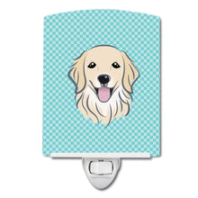Load image into Gallery viewer, Checkerboard Blue Golden Retriever Ceramic Night Light BB1143CNL