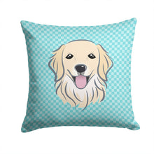 Load image into Gallery viewer, Checkerboard Blue Golden Retriever Canvas Throw Pillow - 14x14 Decorative Pillow – Art for Your Home &amp; Patio BB1143PW1414