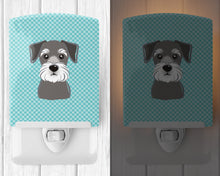 Load image into Gallery viewer, Checkerboard Blue Schnauzer Ceramic Night Light BB1144CNL