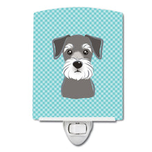Load image into Gallery viewer, Checkerboard Blue Schnauzer Ceramic Night Light BB1144CNL