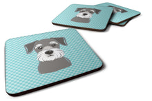 Load image into Gallery viewer, Checkerboard Blue Schnauzer Coasters - Set of 4 Lightweight Foam, Absorbent Drink Coasters BB1144FC