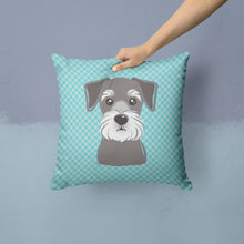 Load image into Gallery viewer, Checkerboard Blue Schnauzer Canvas Throw Pillow - 14x14 Decorative Pillow – Art for Your Home &amp; Patio BB1144PW1414