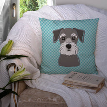 Load image into Gallery viewer, Checkerboard Blue Schnauzer Canvas Throw Pillow - 14x14 Decorative Pillow – Art for Your Home &amp; Patio BB1144PW1414