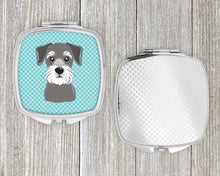 Load image into Gallery viewer, Checkerboard Blue Schnauzer Compact Mirror – Stylish Purse Mirror with Artistic Covers BB1144SCM