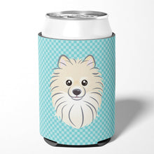 Load image into Gallery viewer, Checkerboard Blue Pomeranian Can or Bottle Hugger BB1145CC