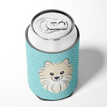 Load image into Gallery viewer, Checkerboard Blue Pomeranian Can or Bottle Hugger BB1145CC