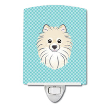 Load image into Gallery viewer, Checkerboard Blue Pomeranian Ceramic Night Light BB1145CNL