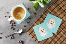 Load image into Gallery viewer, Checkerboard Blue Pomeranian Coasters - Set of 4 Lightweight Foam, Absorbent Drink Coasters BB1145FC