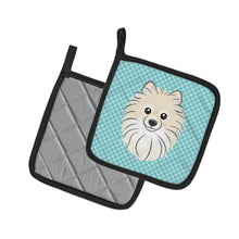 Load image into Gallery viewer, Checkerboard Blue Pomeranian Pot Holders - Set of 2 - Heat-Resistant Kitchen Essentials BB1145PTHD