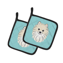 Load image into Gallery viewer, Checkerboard Blue Pomeranian Pot Holders - Set of 2 - Heat-Resistant Kitchen Essentials BB1145PTHD