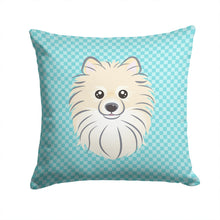 Load image into Gallery viewer, Checkerboard Blue Pomeranian Canvas Throw Pillow - 14x14 Decorative Pillow – Art for Your Home &amp; Patio BB1145PW1414