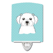 Load image into Gallery viewer, Checkerboard Blue Maltese Ceramic Night Light BB1146CNL