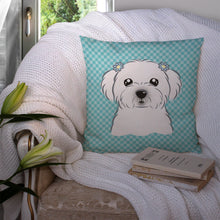 Load image into Gallery viewer, Checkerboard Blue Maltese Canvas Throw Pillow - 14x14 Decorative Pillow – Art for Your Home &amp; Patio BB1146PW1414