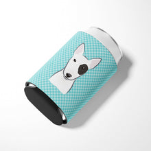 Load image into Gallery viewer, Checkerboard Blue Bull Terrier Can or Bottle Hugger BB1147CC