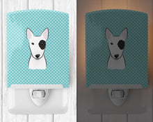 Load image into Gallery viewer, Checkerboard Blue Bull Terrier Ceramic Night Light BB1147CNL