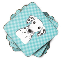 Load image into Gallery viewer, Checkerboard Blue Dalmatian Coasters - Set of 4 Lightweight Foam, Absorbent Drink Coasters BB1148FC