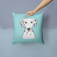 Load image into Gallery viewer, Checkerboard Blue Dalmatian Canvas Throw Pillow - 14x14 Decorative Pillow – Art for Your Home &amp; Patio BB1148PW1414