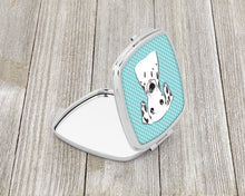 Load image into Gallery viewer, Checkerboard Blue Dalmatian Compact Mirror – Stylish Purse Mirror with Artistic Covers BB1148SCM