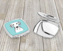 Load image into Gallery viewer, Checkerboard Blue Dalmatian Compact Mirror – Stylish Purse Mirror with Artistic Covers BB1148SCM