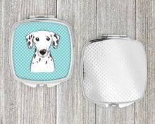 Load image into Gallery viewer, Checkerboard Blue Dalmatian Compact Mirror – Stylish Purse Mirror with Artistic Covers BB1148SCM