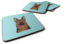 Load image into Gallery viewer, Checkerboard Blue German Shepherd Coasters - Set of 4 Lightweight Foam, Absorbent Drink Coasters BB1149FC
